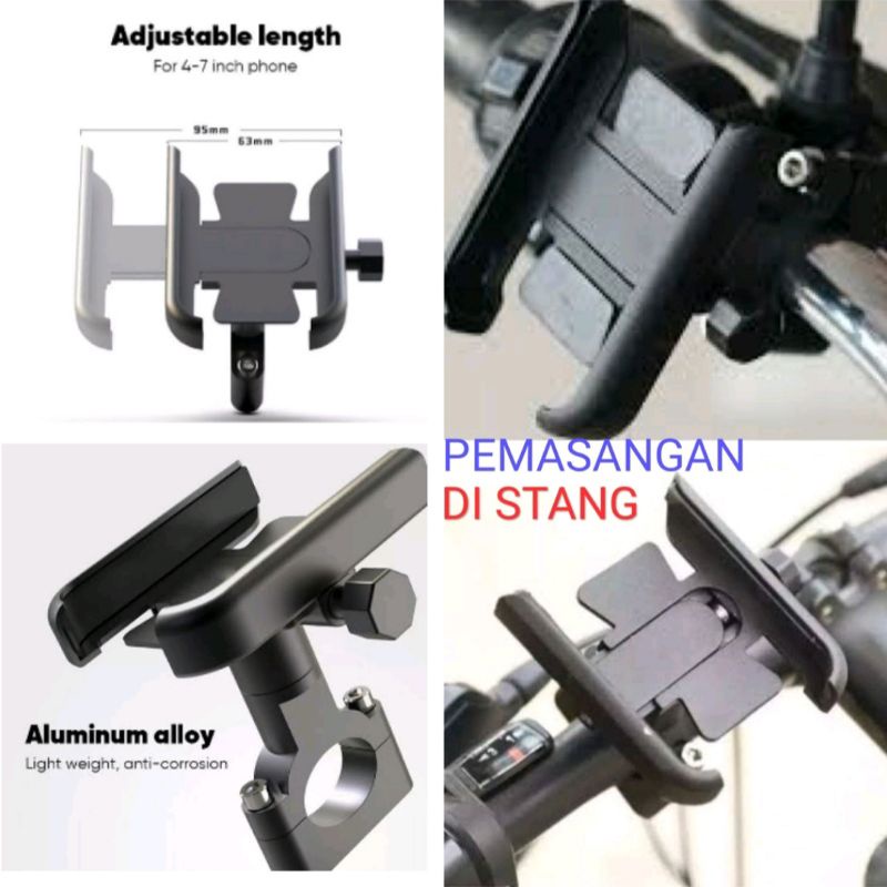 Holder handphone/Dudukan handphone untuk di Stang dan di Spion Motor Universal