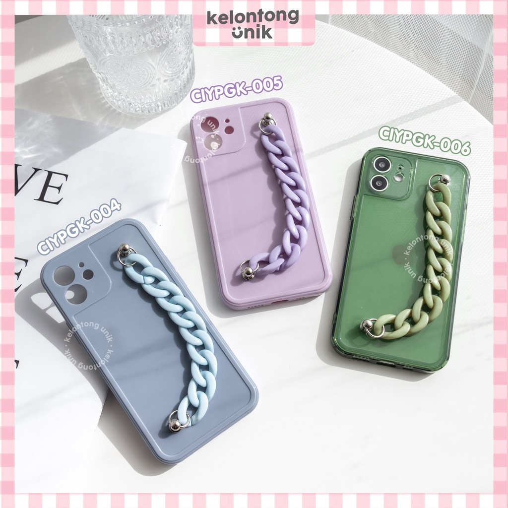 (Seri 2) For iPhone - Glossy Campro Soft Case + Glossy Chain Grip/ Chain Case Rantai