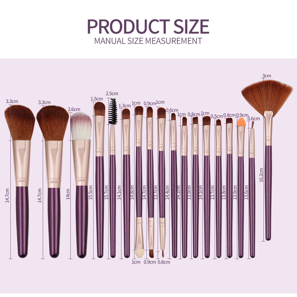 MAANGE Kuas Make Up Set 18Pcs Kosmetic Brush Makeup Powder Eye Shadow Foundation Blusher Blending Beauty 5445