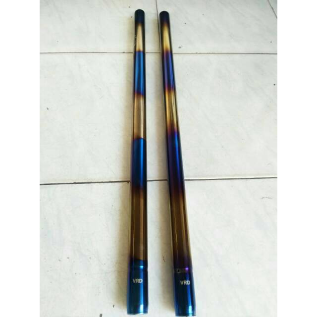 as shock shockbreaker depan diameter 26 26mm pnp satria fu sonic warna  2 tone blue gold bakar