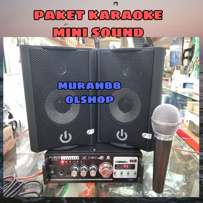 paket karaoke mini Bluetooth free mic kabel