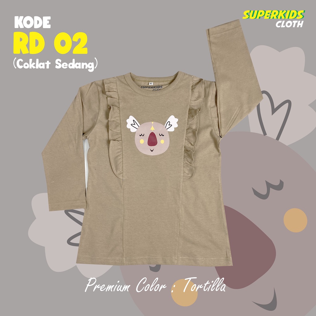 BAJU ANAK PEREMPUAN / KAOS ANAK PEREMPUAN / PAKAIAN ANAK CEWEK KAOS ANAK CEWEK LENGAN PANJANG VARIASI RAMPEL RUFFLE ECER GROSIR BRAND SUPERKSIDCLOTH 1 - 11 TAHUN