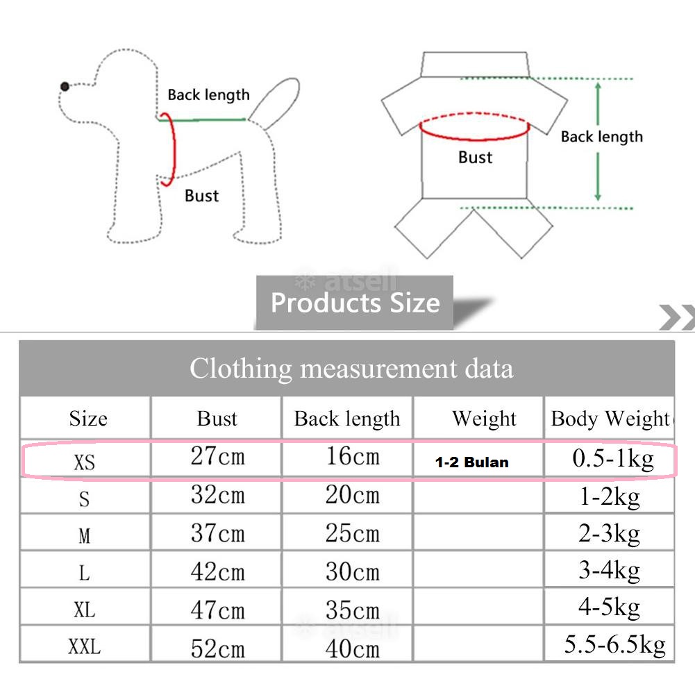 Baju Kucing/Pakaian Kucing Ukuran Kecil XS