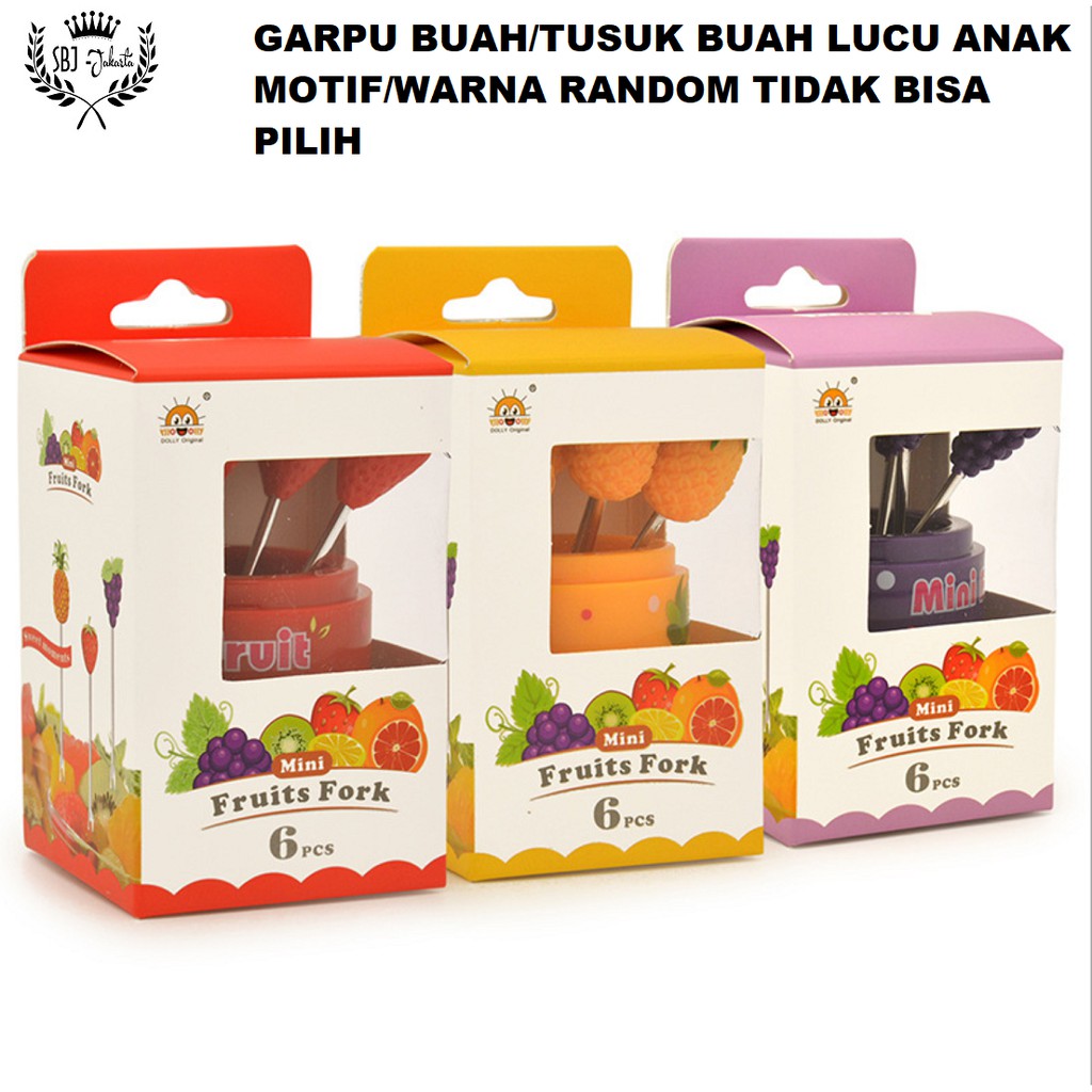 Garpu buah mini Stainless 304 Tusuk buah FRUITS FORK BOX-Motif RANDOM