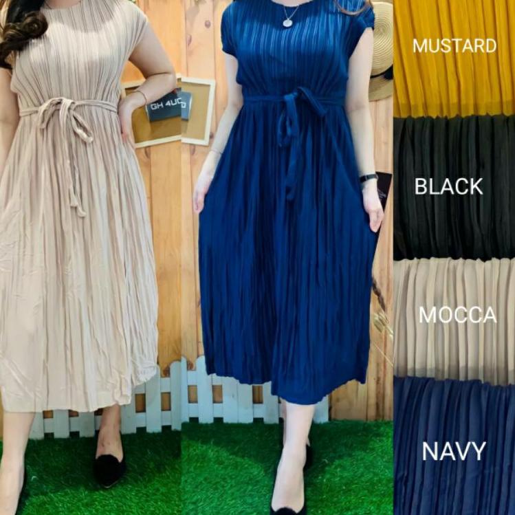 (HARGA BERSAHABAT) DASTER PLISKET /MIDI DRES REMPEL JUMBO MODEL TERBARU