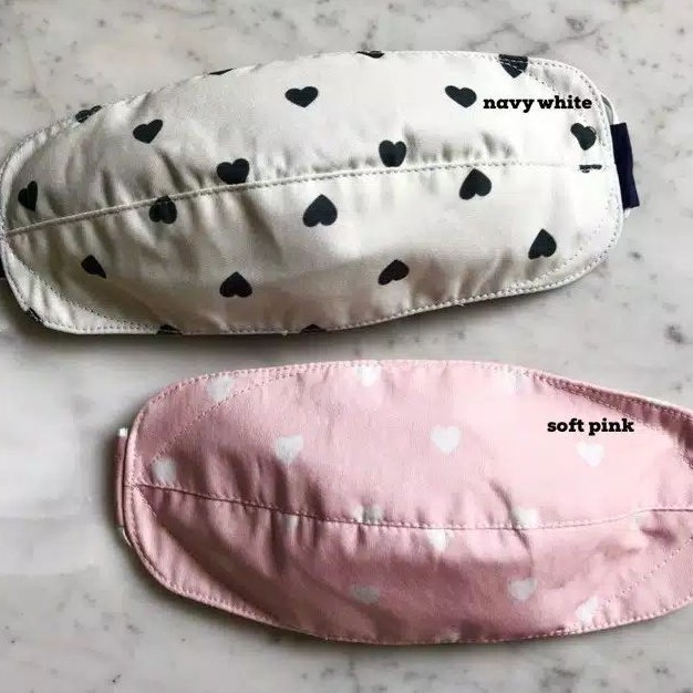 MASKER KAIN HIJAB 3PLY MODEL KOREA KPOP KF94 EVO 3D MOTIF VALENTINE HEART LOVE HATI CINTA PINK PUTIH
