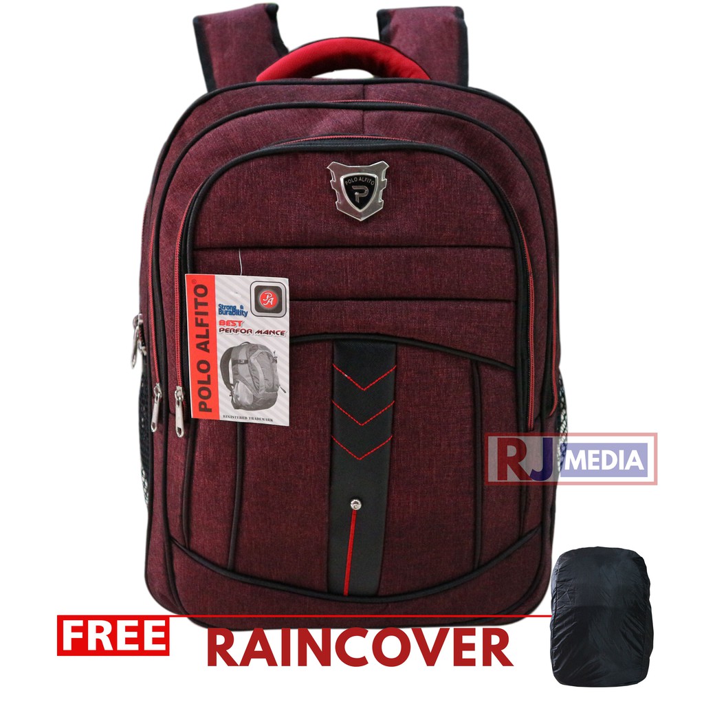 Tas Ransel Laptop In Polo Alfito Motif Panah Merah Elegant Stylish Backpack Sekolah SD SMP SMA Kuliah Kerja Free Raincover Tas Ransel Impor Kualitas Tinggi