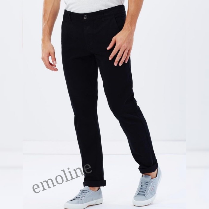 Celana Chino Pria Distro Casual Kerja Kantor Cinos Cowok Slimf DE502  Chino Panjang Katun Denim - H