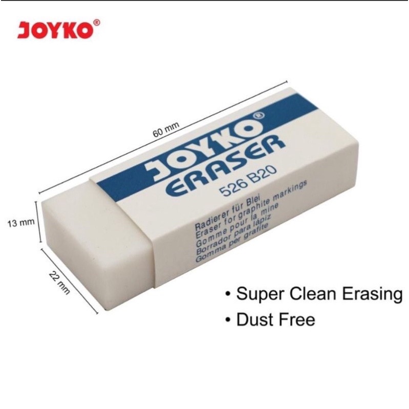 

( 1 Pcs ) Eraser / Penghapus Pensil Joyko besar Hitam / Putih