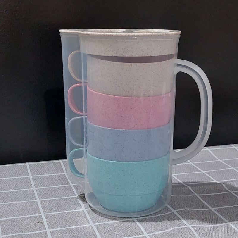 TEKO SET DRINKING WARE SET WARNA WARNI ( GELAS CUP 4PCS/SET )