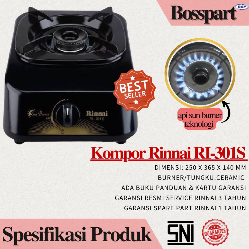 Kompor Gas Rinnai 1 tungku RI-301s dan Selang Regulator Gas Hitpro RI301s / RI-201S