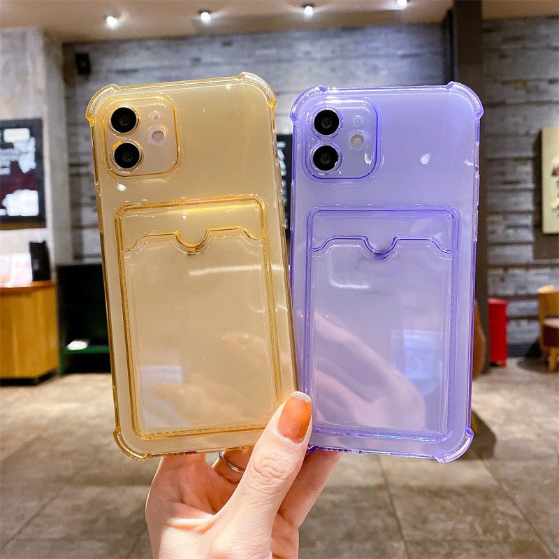 Soft Case Transparan Dengan Holder Kartu Untuk Samsung A13 A33 A03 A12 S22 Ultra A71 A02 A20 A30 A32 A52 A72 A10s A22 M12 S22 A03s A21s M02 A03s A51 A502