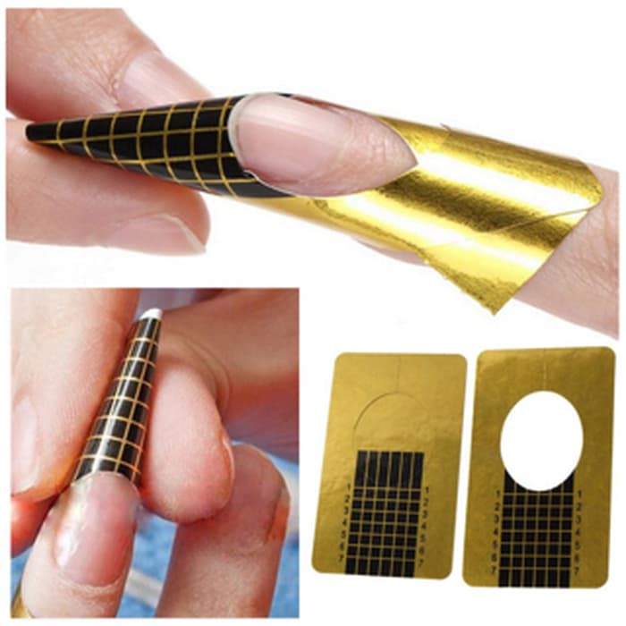 Nail form gold 50pcs extension nails nail foil double thick nail art