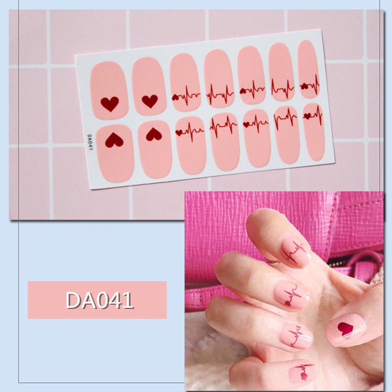 Da041-060 14pcs / Lembar Stiker Kuku Palsu 3d Untuk Nail Art Diy