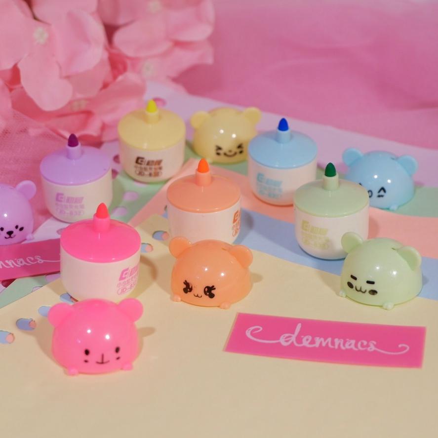 

Serbuuu highlighter set isi 6 dan satuan / stabilo pastel bentuk ice cream, sosis, wortel~