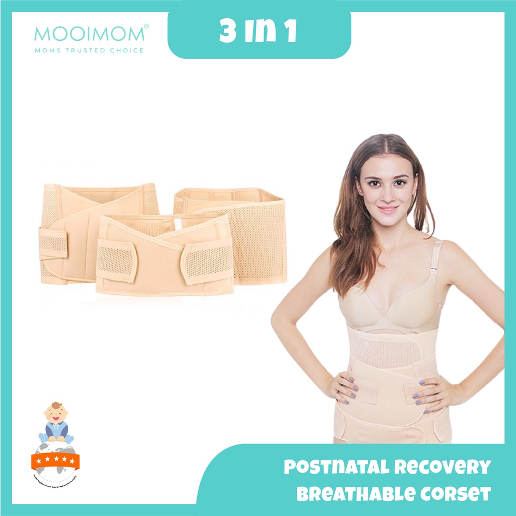 MOOIMOM 3 In 1 Postnatal Recovery Breathable Corset - Korset Pelangsing Pasca Melahirkan