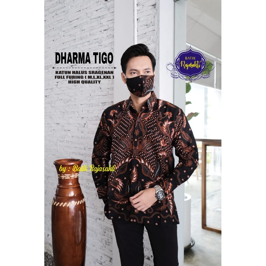 DHARMA TIGO RAJASAKTI KEMEJA BATIK SOLO PRIA LENGAN PANJANG PENDEK LAPIS FURING ATASAN PREMIUM MODERN KATUN HALUS MAHESARA PEN KAILI PEN BANGAU MAHKOTA ROMEO 2 DEWANGGA BUNGA KAPAS 2 GUMBAYANA MERAH WARMADEWA BIRU PEN UMAR WISTARA BASUDEWA WARMADEWA