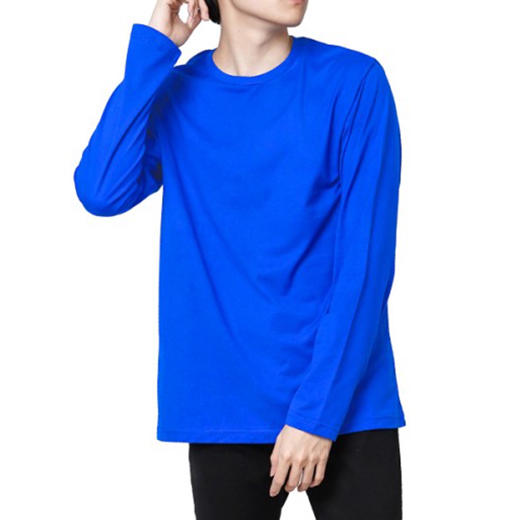 KAOS POLOS LENGAN PANJANG LONGSLEEVE MURAH COTTON COMBED - BIRU