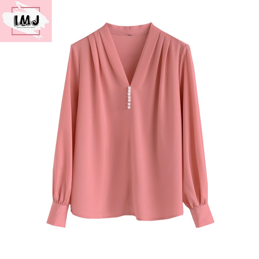 Imj Lani Baju Atasan Wanita Terbaru Blouse Korean Style Blouse Wanita Lengan Panjang Import Shopee Indonesia