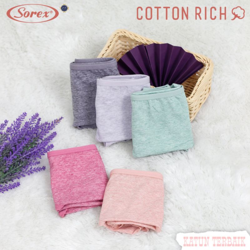 Sorex CD Basic Wanita Cotton Rich Katun Premium Mix CD 1254 |Celana dalam panty mid waist midi sepusar 1254