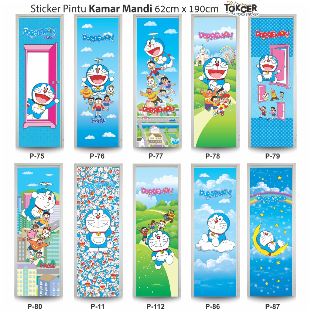 STIKER Pintu Kamar Mandi/ Toilet Motif DORAEMON