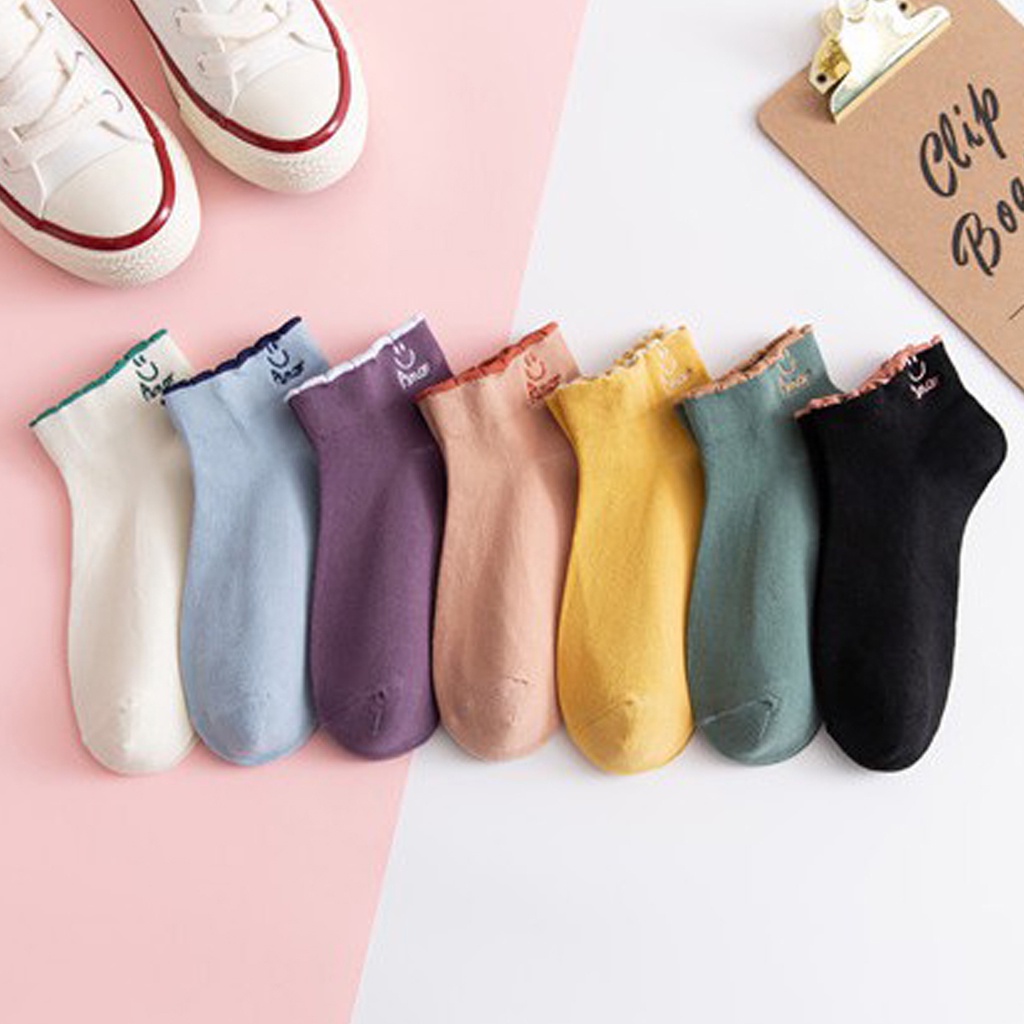 ❤GTB❤  Kaos Kaki Pendek Motif Smile Semata Kaki Kaoskaki Unisex Pria Wanita R602