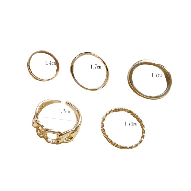 5PCS/Set Hollow Open Ring Metal Female Ring Tail Ring Joint Ring