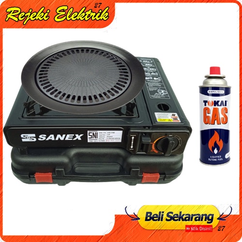 Paket Kompor Portbale Sanex + Ultra Grill + Gas Kaleng - Paket Lengkap Pemanggang Serbaguna