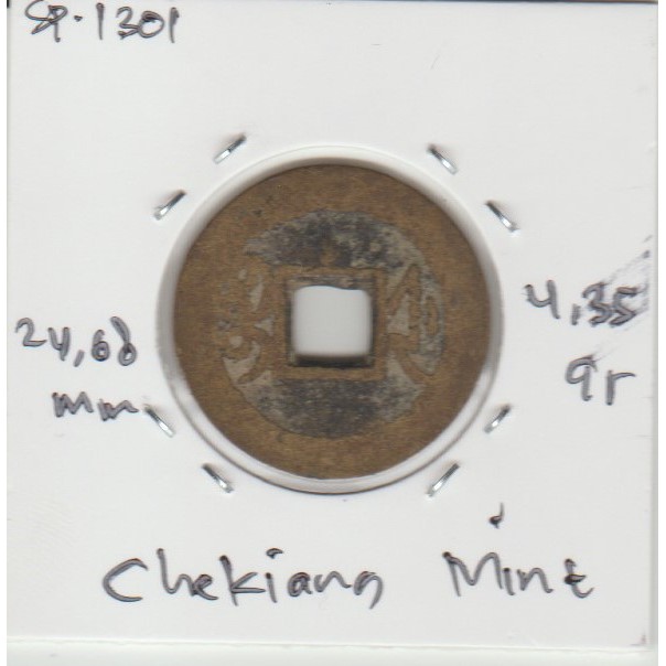 Koin Gobog Cina Dinasti QING 1644M.24.08mm.4.35gr.CHEKIANG MINT.sp1301