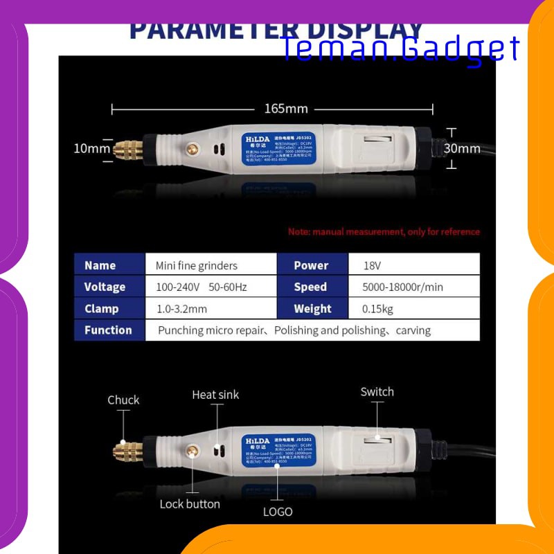 TG-DE362 HILDA BOR LISTRIK MINI ROTARY DRILL TOOL 18V 18000RPM - JD5202
