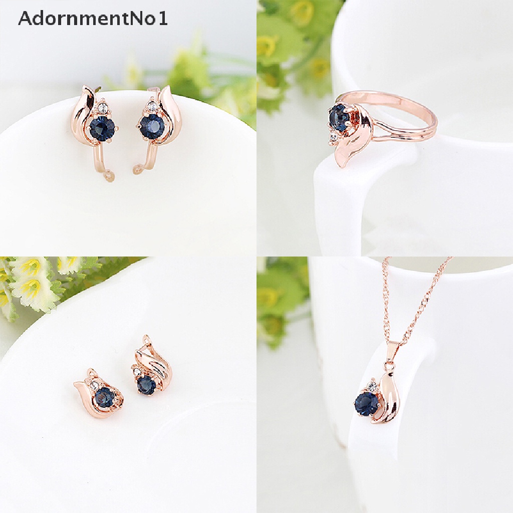 (AdornmentNo1) Set Kalung + Anting + Cincin Lapis Emas Untuk Wanita