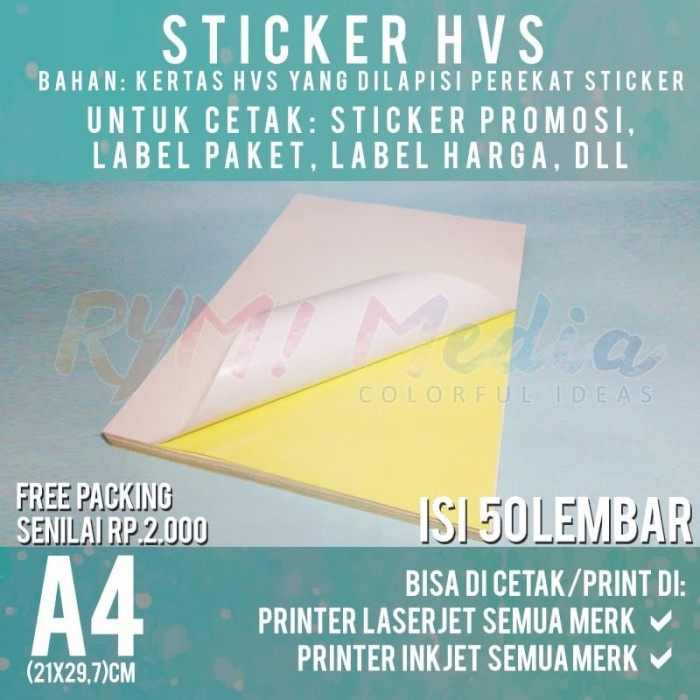 

Kertas Sticker HVS A4 isi 50 Lembar / Stiker Doff A4