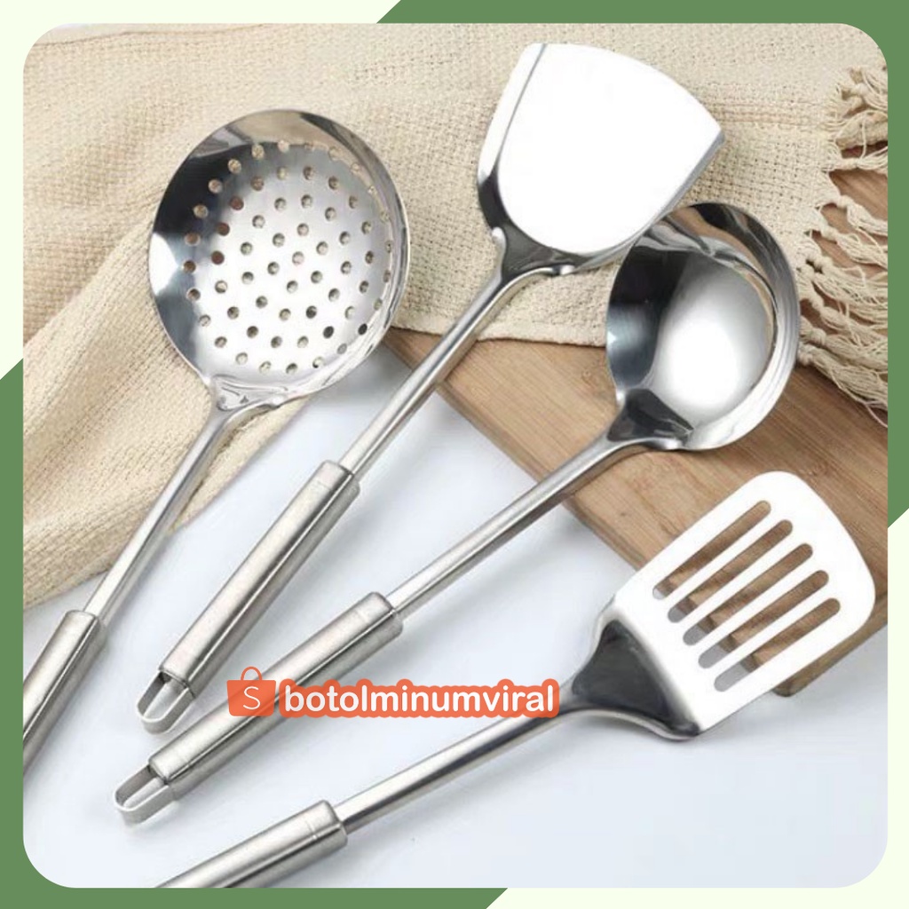 Spatula Stainless Steel Sutil Set isi 4 Spatula Sodet Orek Alat Masak PREMIUM