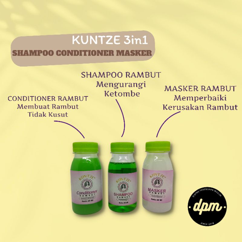 KUNTZE 3in1 Shampoo Conditioner Masker Rambut 80ml Original 100% Bisa COD