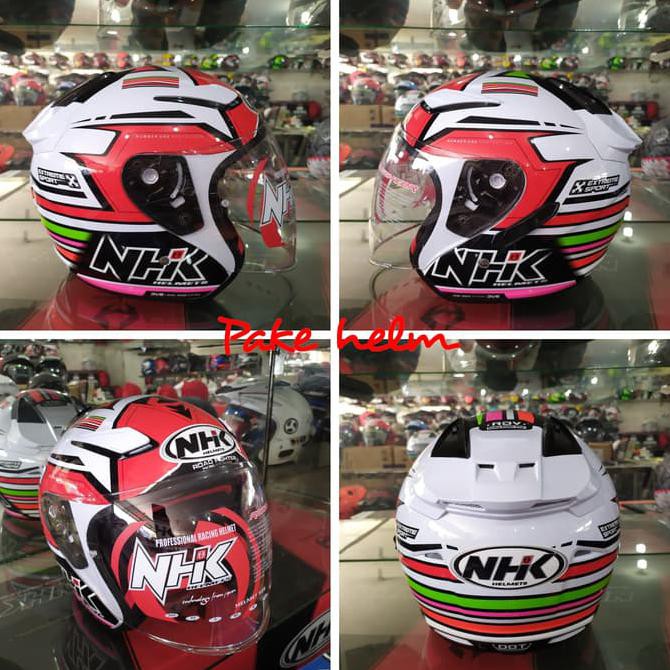 Barang Berkualitas HELM NHK R1 RAINBOW WHITE RED PROMO