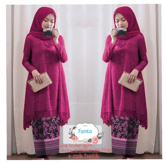 NISSA SABYAN  setelan kebaya wisuda tunik brukat fitri fanta batik baju pesta st vt