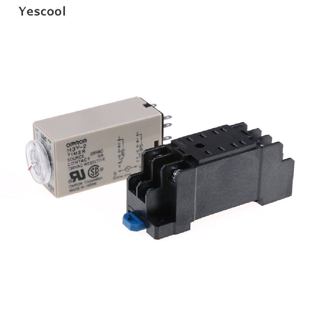 Yescool H3Y-2 AC220V Delay Timer Relay 0-10 Detik Dengan Base