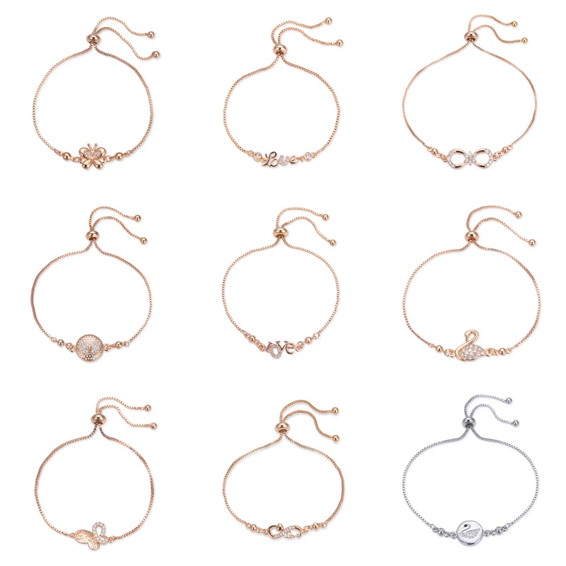 HYL JEWELRY COD Couple Gelang titanium lapis emas bola kristal berlian xuping 15b