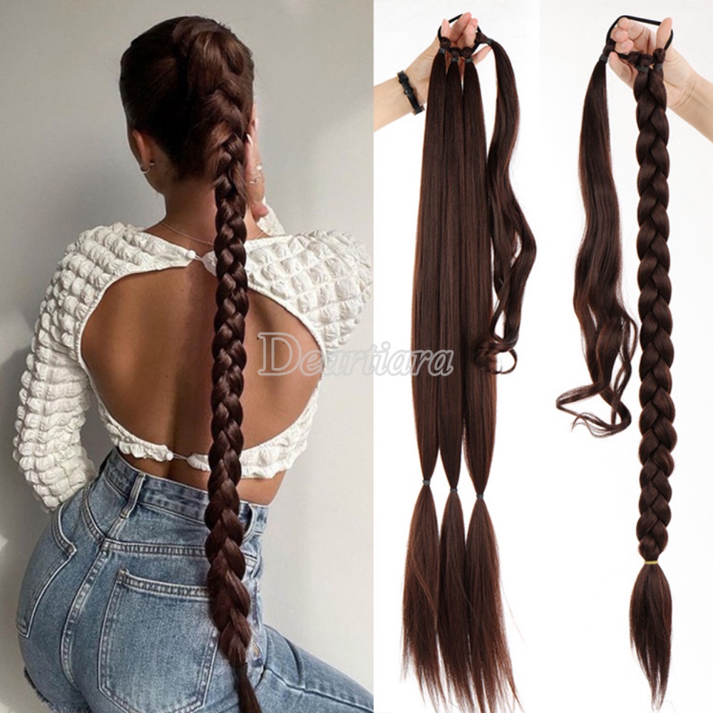 1 PC Wig Rambut Ekstensi Ponytail Model Kepang Bahan Sintetis Untuk Wanita