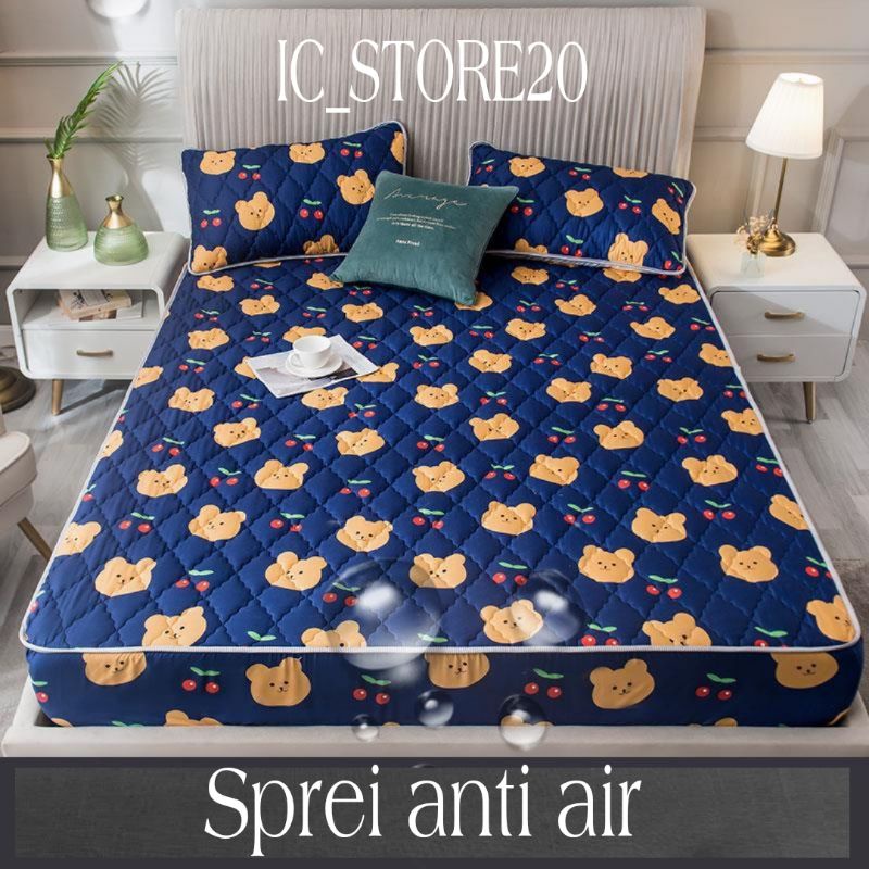 Sprei Waterproof / Sprei Protektor bermotif  ukuran 180x200cm-BIRU cherry