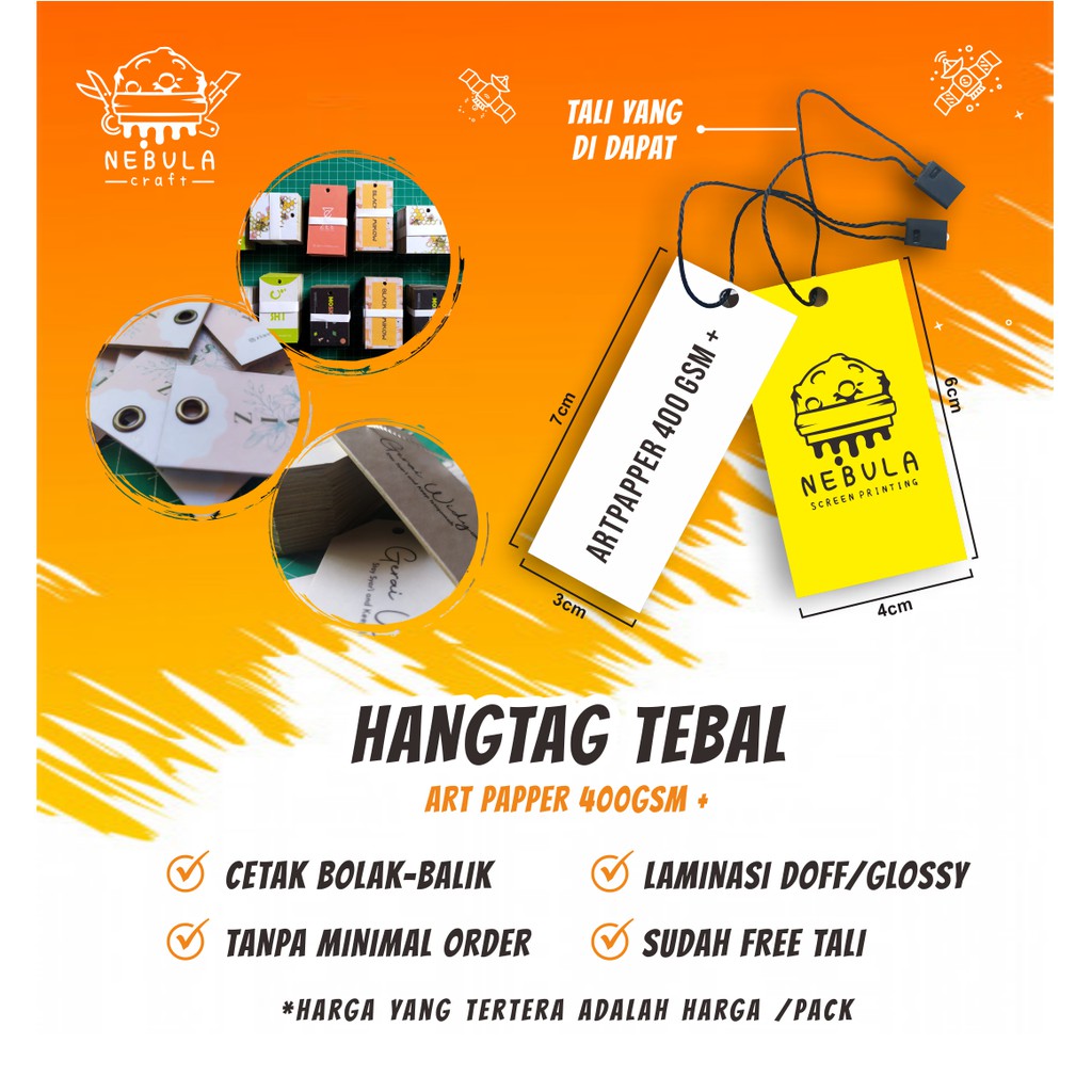 

Hangtag Baju/Kaos 400gsm + (Plus Tali bisa custom ukuran hang tag)