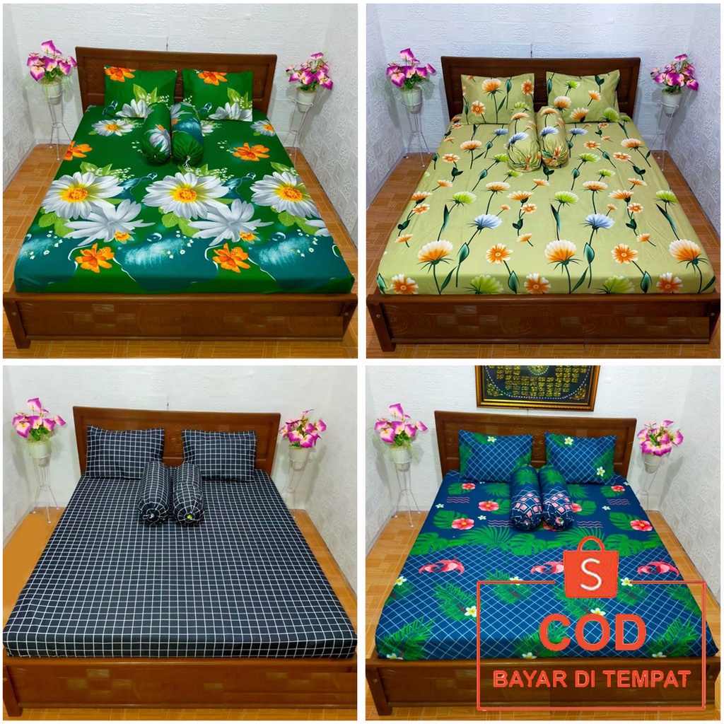 ✅COD Seprai Seprei Sprei 180x200 Dan 4 Sarung Bantal Guling Tidur Homemade Dekorasi Dekor Hiasan Kamar Aesthetic Perlengkapan Rumah Murah