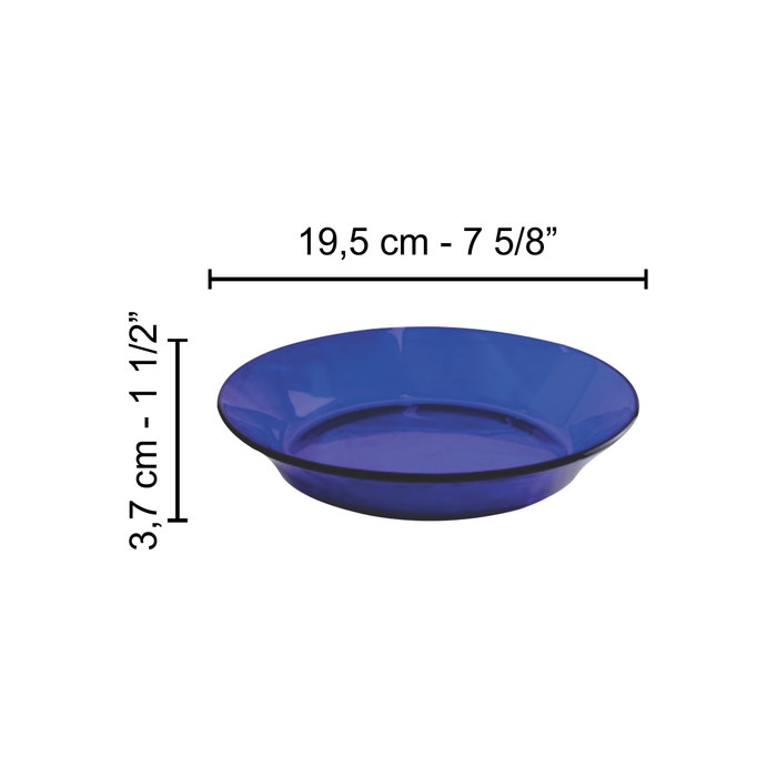 Duralex Piring Saphir Soup Plate 19.5cm ( tempered glass ) - Set of 6