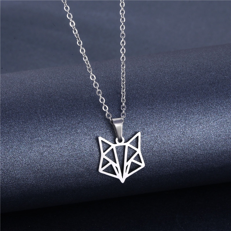 Eropa dan Amerika hollow stainless steel hewan kalung Fox liontin geometris klavikula rantai perhias