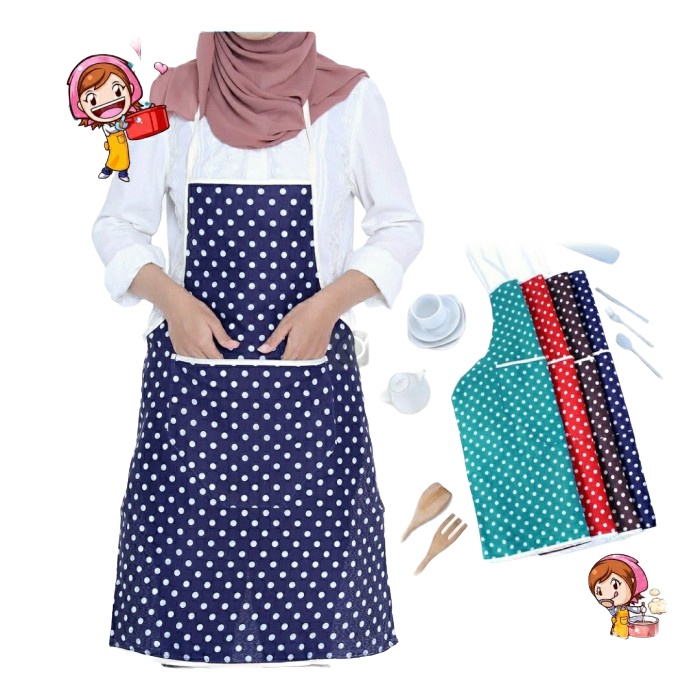 [DEASHOP] CELEMEK MASAK POLOS MOTIF KARAKTER APRON BAHAN KAIN