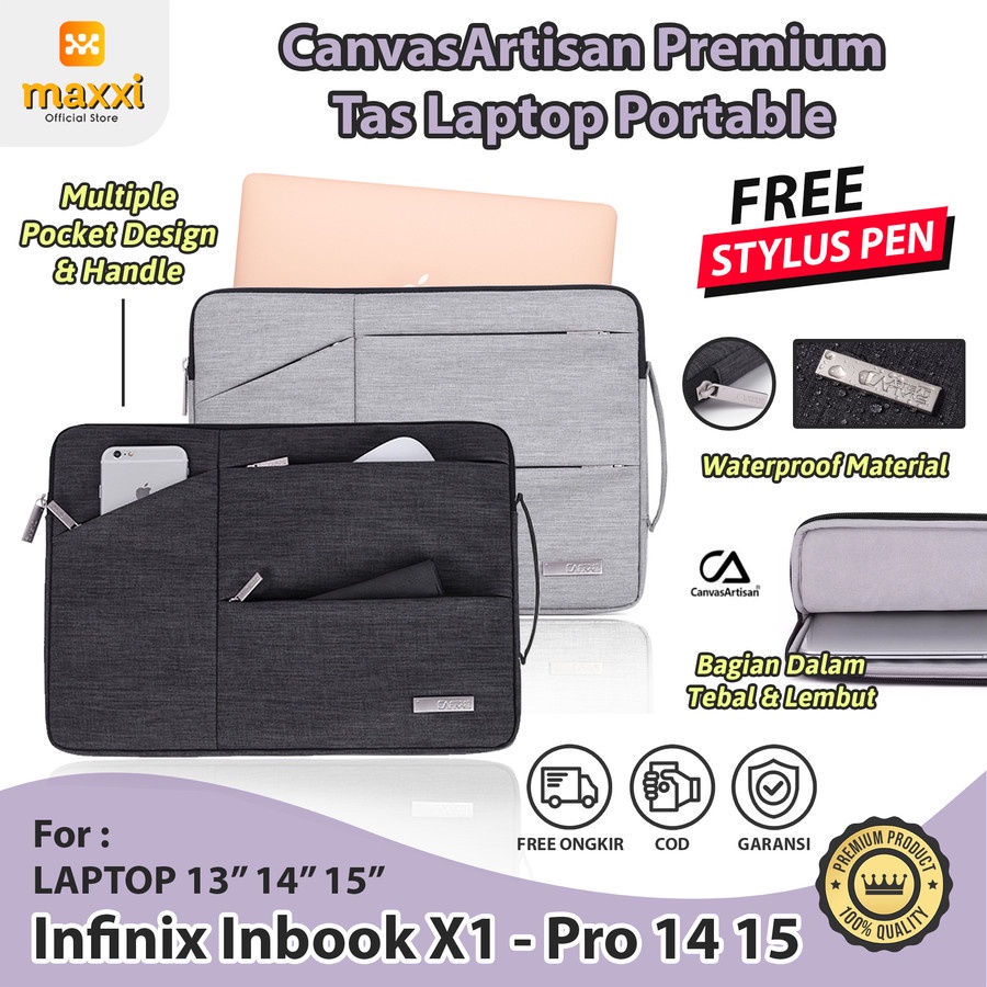 Infinix Inbook X1 14 15 Tas Sleeve Pouch Case Laptop Bag Jinjing Kerja Handle Kanvas Canvas Formal K