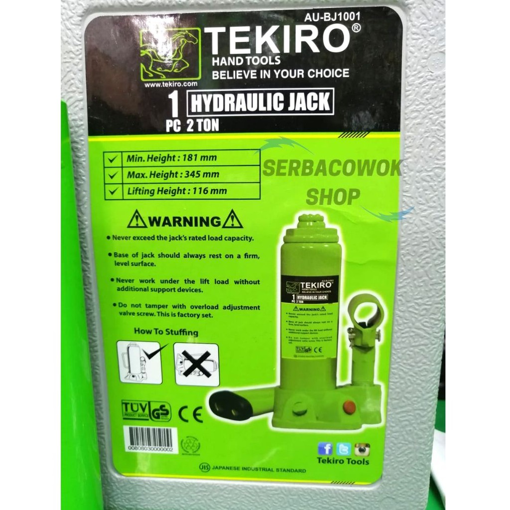 Tekiro Dongkrak Botol 2 Ton Hydraulic Bottle Jack Mobil Termurah Berkualitas