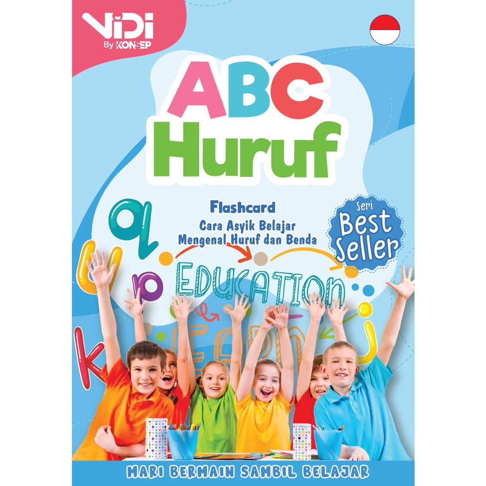 Flash Card Vidi ABC Huruf - Kartu Edukasi Belajar Anak Bergambar - Konsep Studio Original