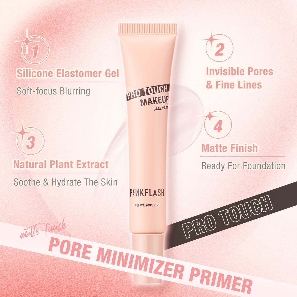 PINKFLASH Waterfroof Pore Minimizer Primer Matte Poreless Smooth Fine Line Soft-focus Blurring Mattifying