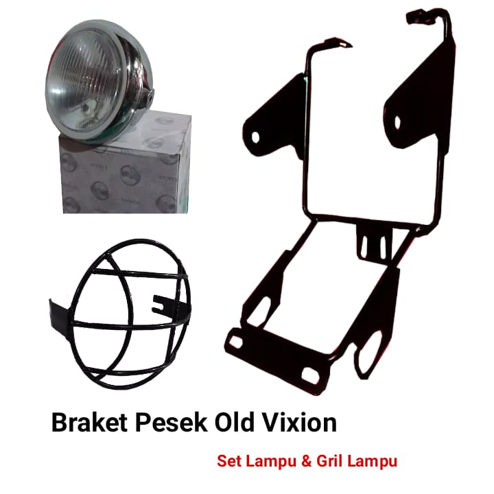 COD Braket Pesek Dudukan Lampu Bulat 5 inch Vixion Old Set Lampu Cb YB100 & Gril Pelindung lampu